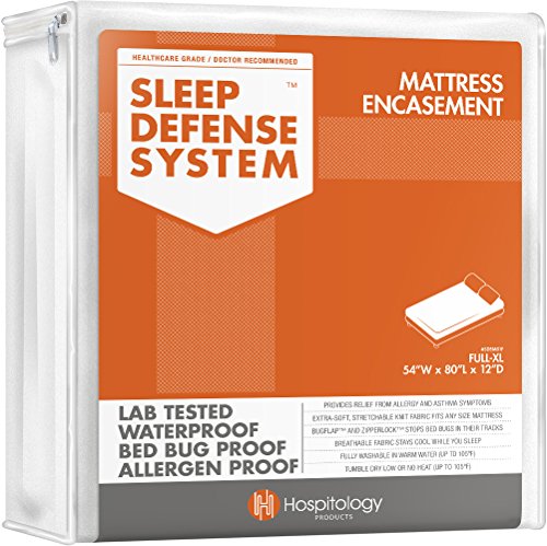 Product Cover HOSPITOLOGY PRODUCTS Sleep Defense System - Zippered Mattress Encasement - Full XL - Hypoallergenic - Waterproof - Bed Bug & Dust Mite Proof - Stretchable - Standard 12