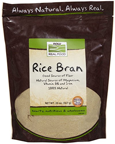 Product Cover NOW Foods, Rice Bran, Source of Magnesium, Vitamin B6, Fiber and Iron, USA-Grown, Gluten-Free and Certified Non-GMO, 20-Ounce