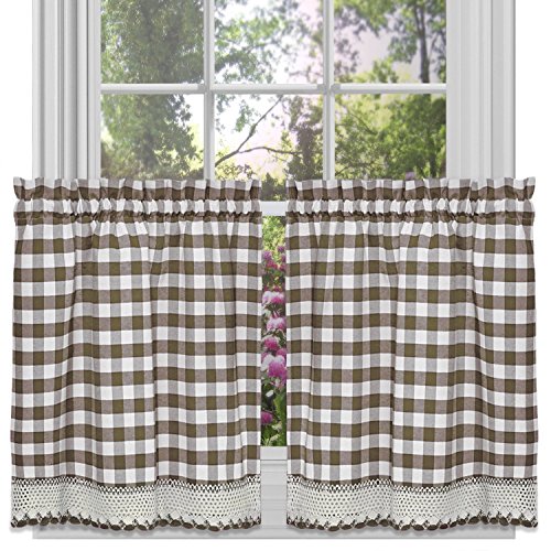 Product Cover Achim Home Furnishings Buffalo Check Tier Pair, 58-Inch by 36-Inch, Taupe