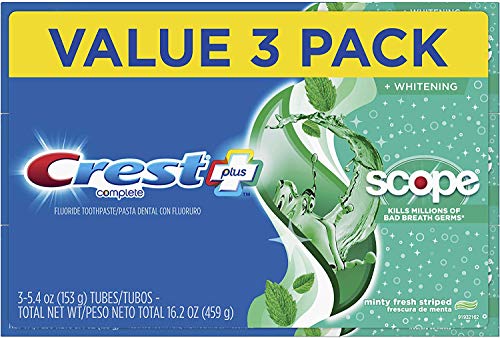 Product Cover Crest Complete Whitening + Scope Toothpaste, Minty Fresh, 5.4 Ounce Triple Pack