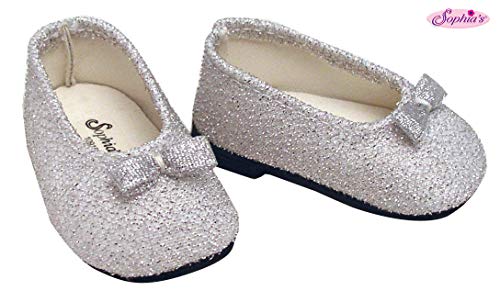 Product Cover Sophia's Doll Clothes for 18 Inch Dolls, Silver Glitter Doll Dress Shoe Accessory fits American Girl Dolls and More! My Doll's Life