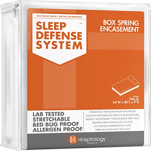 Product Cover HOSPITOLOGY PRODUCTS Sleep Defense System - Zippered Box Spring Encasement - Full XL - Bed Bug & Dust Mite Proof - Hypoallergenic - 54