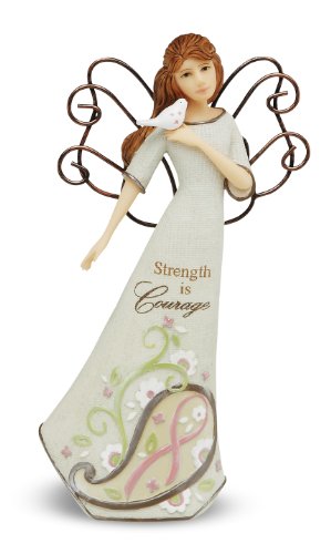 Product Cover Perfectly Paisley Courage Angel Holding Bird by Pavilion, Reads Strength is Courage, 6-inches Tall