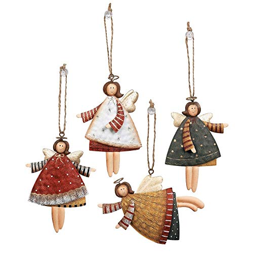Product Cover Lot of 12 Dancing Tin Angels Christmas Tree Ornaments