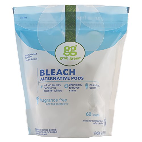 Product Cover Grab Green Natural Bleach Alternative Pods, Unscented/Free & Clear, 60 Loads, Non-Chlorine Bleach, Fragrance Free