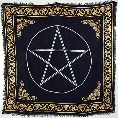 Product Cover AzureGreen Gold Bordered Pentagram Altar Cloth, 36-inch x 36-inch