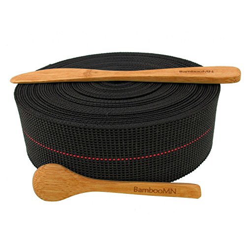 Product Cover BambooMN Brand - Two-Inch Latex Elasbelt Webbing for Chair Repair - 40' Roll - Includes Bamboo Spice Spoon and Bamboo Spreader
