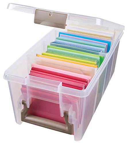 Product Cover ArtBin 6925AB Semi Satchel Box - Clear, Plastic Art and Craft Supplies Box with Gold Dividers, Handle and Latch