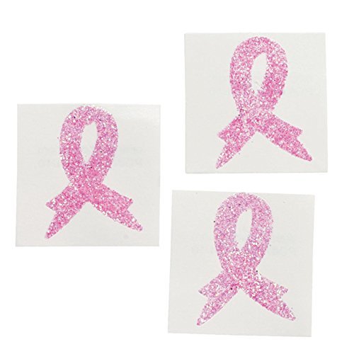 Product Cover 48 PINK RIBBON Glitter BODY TATTOO Stickers/4 DOZEN/Breast Cancer AWARENESS/Fundraising/EVENT/WALK/RUN