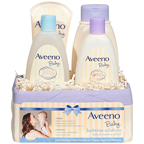 Product Cover Aveeno Baby Daily Bathtime Solutions Gift Set to Nourish Skin for Baby and Mom, 4 items