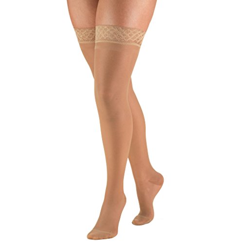 Product Cover Truform Sheer Compression Stockings, 15-20 mmHg, Women's Thigh High Length, 20 Denier, Beige, X-Large