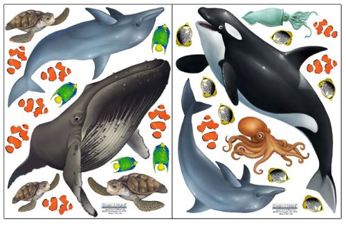 Product Cover Create-A-Mural : Ocean Wall Stickers ~Under Water Sea Wall Decals (29) Peel & Stick for Kids Room Walls