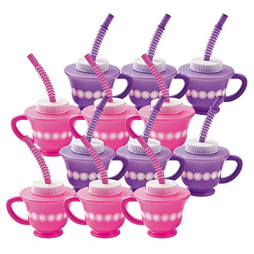 Product Cover Dozen Tea Party Cups with Straw and Top (Assorted colors)
