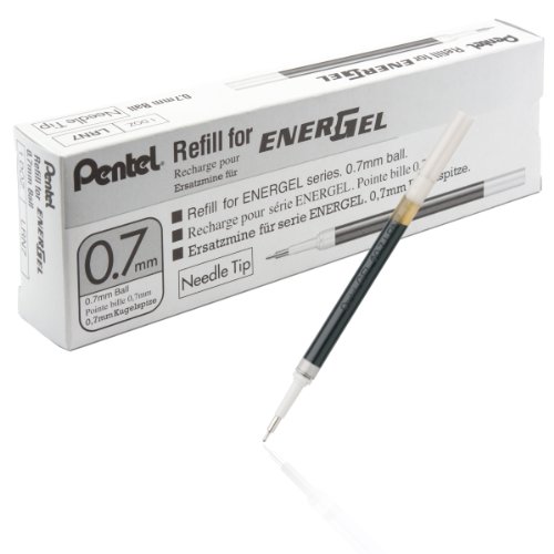 Product Cover Pentel Refill Ink for EnerGel 0.7mm Needle Tip Liquid Gel Pen, Pack of 12, Black Ink (LRN7-A-12)
