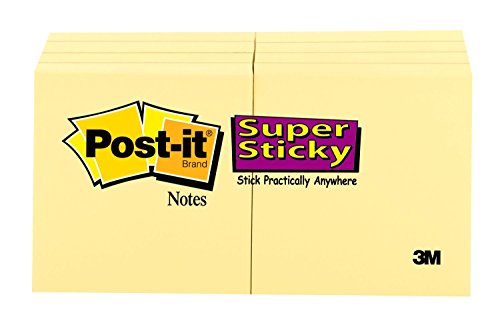 Product Cover Post-it Super Sticky Notes, 2 x 2 Inches, Canary Yellow, 8 Count