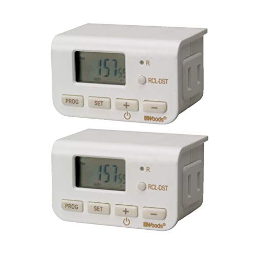 Product Cover Woods 50007 Indoor Digital Lamp Timer, Daily Settings, 2-Pack