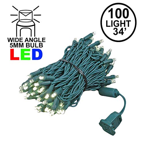 Product Cover Novelty Lights 100 Light LED Christmas Mini Light Set, Outdoor Lighting Party Patio String Lights, Warm White, Green Wire, 34 Feet