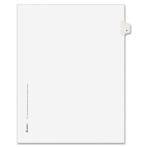 Product Cover Avery(R) Side Tab Legal Index Exhibit Dividers, Tab Title 4 8 1/2in. x 11in., Pack Of 25