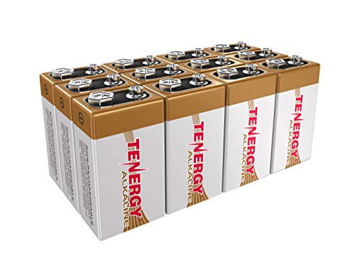 Product Cover Tenergy 6LR61 9V Alkaline Battery, Non-Rechargeable Battery for Smoke Alarms, Guitar Pickups, Microphones and More, 12-Pack