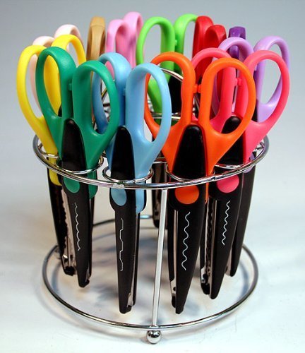 Product Cover Strokes Office Supplies 12 Paper Edger Scissors with Organizer Stand! Great for Teachers, Crafts, Scrapbooking (SBA5115)