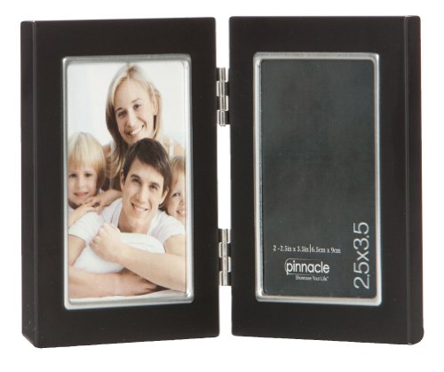 Product Cover Pinnacle Metal 2.5x3.5 Double Black and Silver Hinged Picture Frame