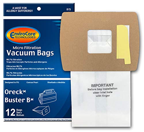Product Cover EnviroCare Replacement Vacuum Cleaner Dust Bags for Oreck Super-Deluxe Compact and Buster B Canisters 12 Pack