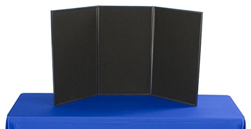 Product Cover Displays2go 3-Panel Tabletop Display Board, 54 x 30-Inches - Black and Gray Velcro-Receptive Fabric (3P5430BKGR)