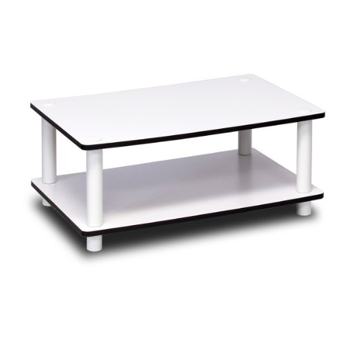 Product Cover Furinno 11172 Just 2-Tier No Tools Coffee Table, White w/White Tube