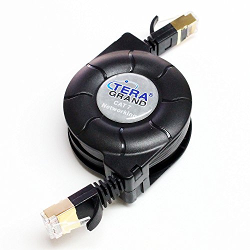 Product Cover Tera Grand - Premium Cat-7 10 Gigabit Ethernet Retractable Cable for Modem Router LAN Network Playstation Xbox, 1.5Meter (4.9 Ft.) in Retail Package