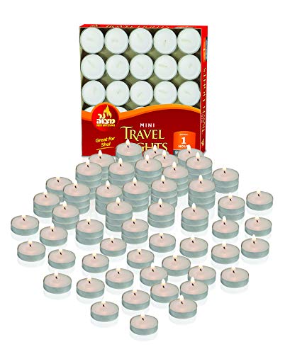 Product Cover Mini Tea Light Candles - 50 Bulk Pack - White Unscented Travel, Centerpiece, Decorative Candle - 1 Hour Burn Time - Pressed Wax