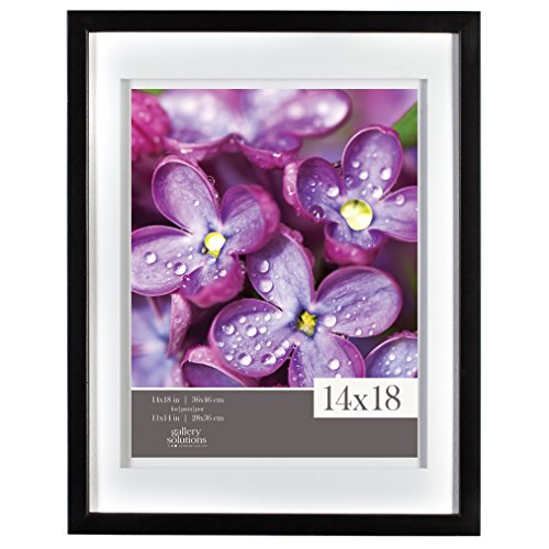 Product Cover Gallery Solutions 14x18 Black Wood Wall Frame with Double White Mat for 11x14 Image