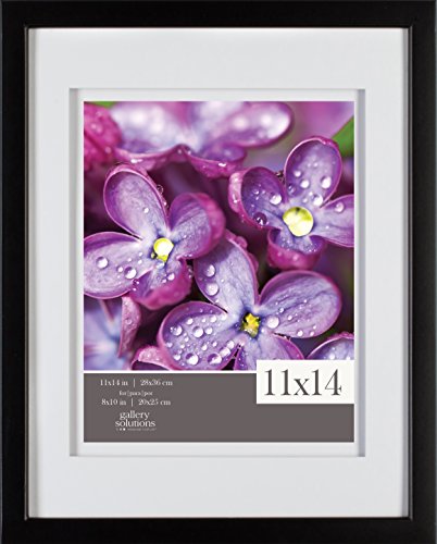 Product Cover Gallery Solutions 11x14 Black Wood Wall Frame with Double White Mat for 8x10 Image