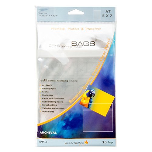 Product Cover ClearBags RPA5X7 Crystal Clear Protective Closure Bags, Retail Pack, 5