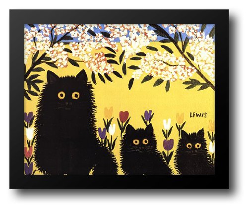 Product Cover Three Black Cats 22x18 Framed Art Print by Lewis, Maud
