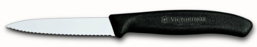 Product Cover Victorinox 6.7633, Blac 3.25 Inch Swiss Classic Paring Knife with Serrated Edge, Spear Point, Black, 3.25