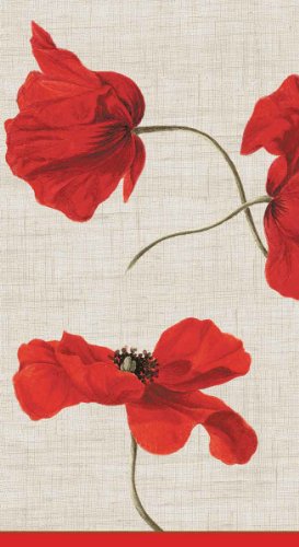 Product Cover Entertaining with Caspari Dancing Poppies Paper Guest Towels, Ivory, Pack of 15