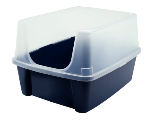 Product Cover IRIS Open-Top Cat Litter Box with Clear High-Shield Without Scoop, Navy