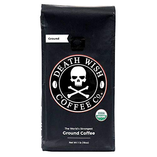 Product Cover Death Wish Ground Coffee, The World's Strongest Coffee, Fair Trade and USDA Certified Organic, 16 Ounce