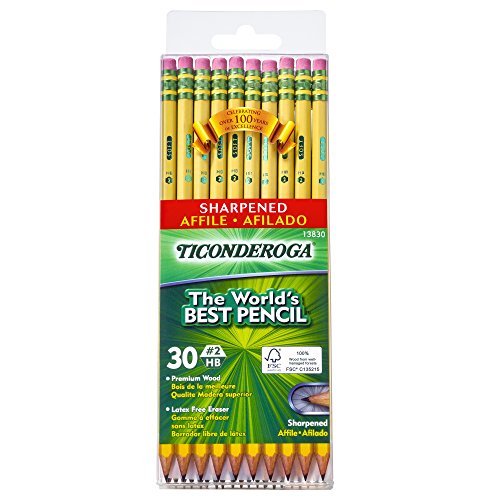 Product Cover Dixon Ticonderoga Wood-Cased 2HB Pencils, Pre-Sharpened, Box of 30, Yellow (13830)
