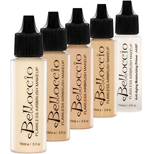 Product Cover Belloccio Fair Color Shade Foundation Set - Professional Cosmetic Airbrush Makeup in 1/2 oz Bottles