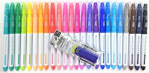 Product Cover Pilot FriXion Colors Erasable Marker Pen, 24 Colors Set & FriXion Eraser Light Blue with Original Vinyl Pen Case