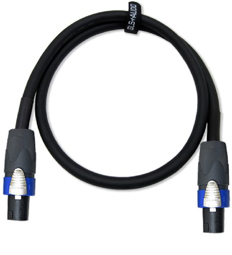 Product Cover GLS Audio 3 feet Speaker Cable 12AWG 4 Conductor Patch Cords for Bi-Amp - 3 ft Speakon to Speakon Professional Cables 4C Black Neutrik NL4FX (NL4FC) 12 Gauge Wire - Pro 3' Speak-on Cord 12G 4 Cond - Single