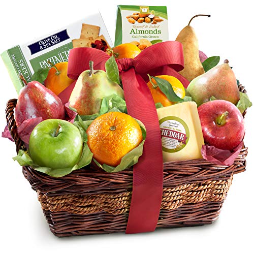 Product Cover Classic Fresh Fruit Basket Gift with Crackers, Cheese and Nuts for Christmas, Holiday, Birthday, Corporate
