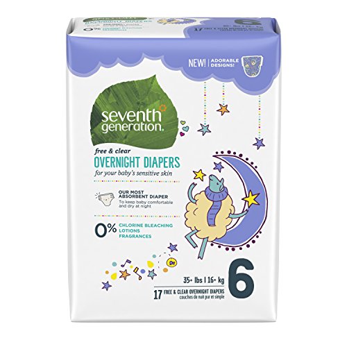 Product Cover Seventh Generation Baby Free & Clear Overnight Diapers, Stage 6, 17 Count, Pack of 4