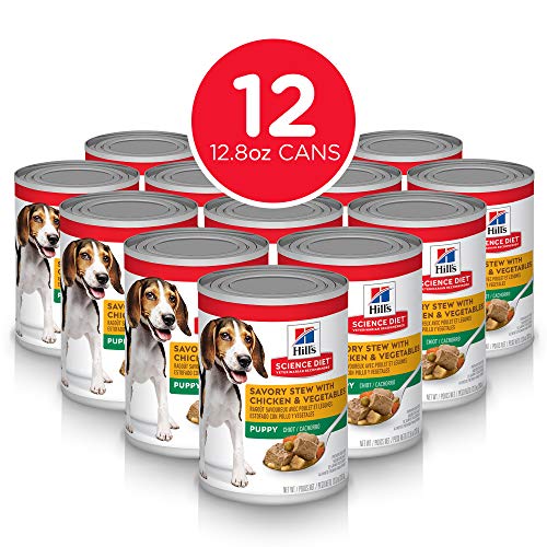 Product Cover Hill's Science Diet Wet Dog Food, Puppy, Savory Stew with Chicken & Vegetables Recipe, 12.8 oz Cans, 12-pack