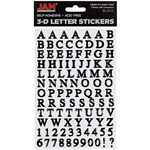 Product Cover JAM PAPER Self Adhesive Alphabet Letter Stickers - Black - Upper & Lower Case - 2 Sheets/Pack