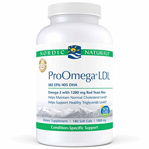 Product Cover Nordic Naturals ProOmega LDL - Fish Oil, 585 mg EPA, 405 mg DHA, 1200 mg Red Yeast Rice, 30 mg CoQ10 Ubiquinone, Support for Healthy Cholesterol and Triglyceride Levels*, 180 Soft Gels