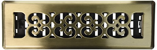 Product Cover Decor Grates SPH210-A 2-Inch by 10-Inch Scroll Floor Register, Antique Brass