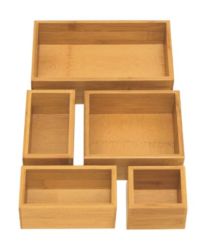 Product Cover Seville Classics 5-Piece Bamboo Storage Box Set, Assorted Sizes