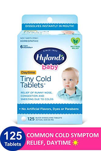 Product Cover Hyland's Baby Tiny Cold Tablets, Natural Relief of Runny Nose, Congestion, and Occasional Sleeplessness Due to Colds, 125 Quick-Dissolving Tablets